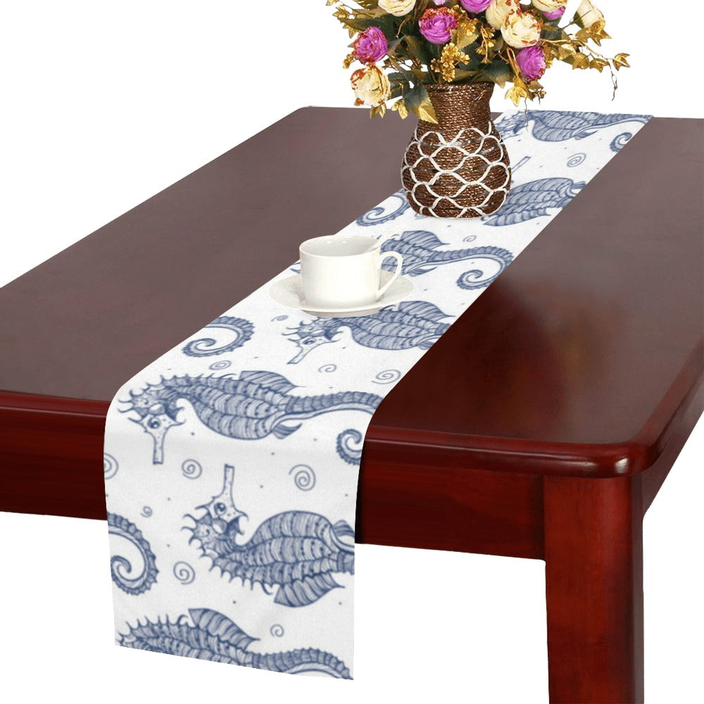 Seahorse pattern background Table Runner