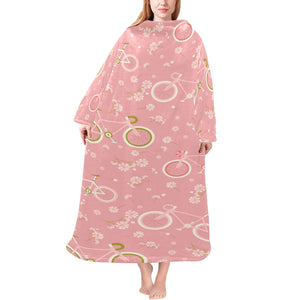 Bicycle Pattern Print Design 02 Blanket Robe with Sleeves