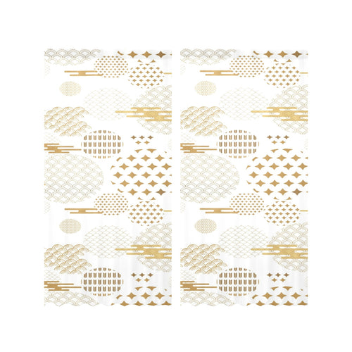 Beautiful gold japanese pattern Gauze Curtain