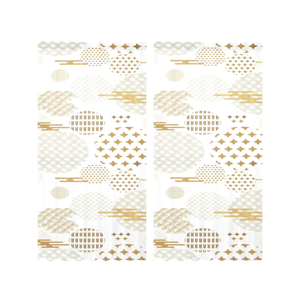 Beautiful gold japanese pattern Gauze Curtain