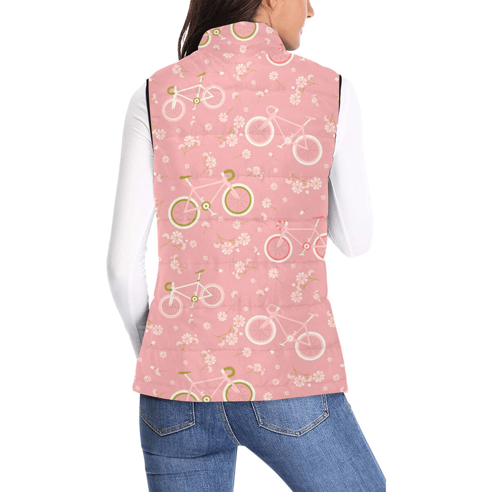 Bicycle Pattern Print Design 02 Women's Padded Vest