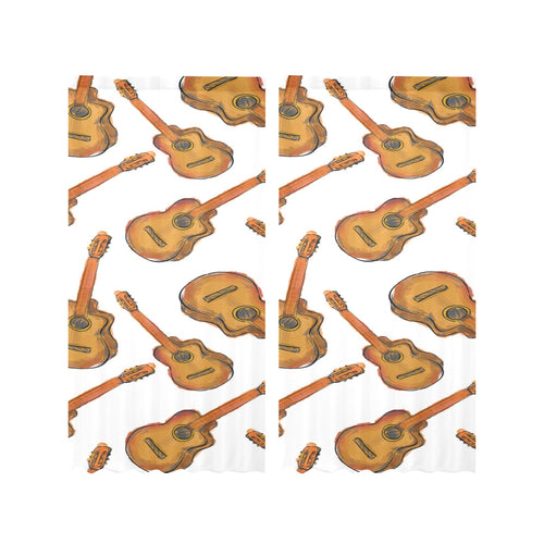 Paint Guitar Pattern Gauze Curtain