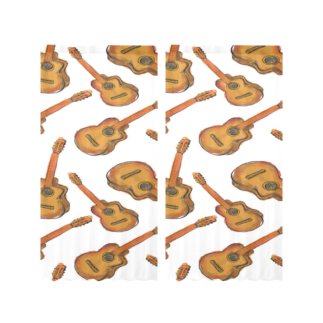 Paint Guitar Pattern Gauze Curtain