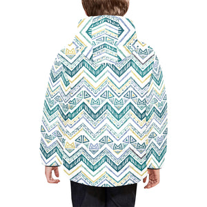 zigzag chevron paint design pattern Kids' Boys' Girls' Padded Hooded Jacket