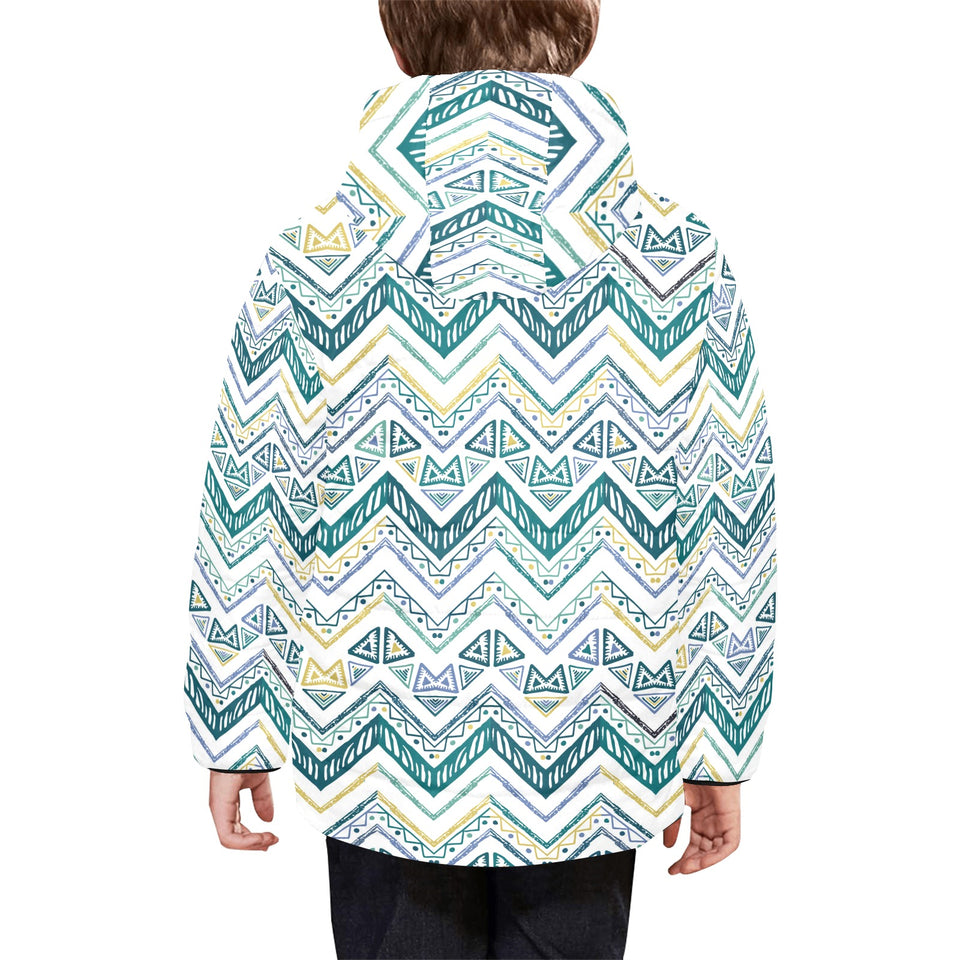 zigzag chevron paint design pattern Kids' Boys' Girls' Padded Hooded Jacket