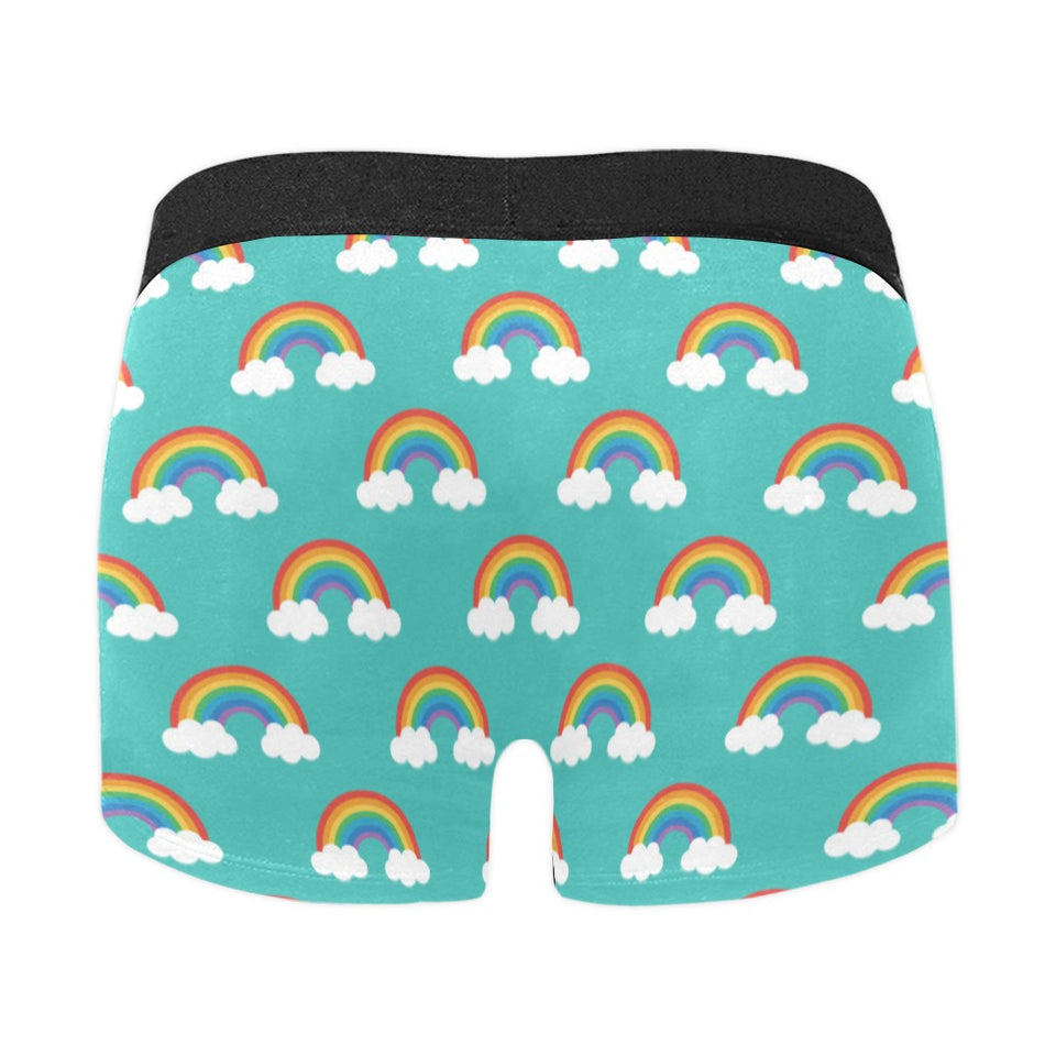 Rainbow pattern green background Men's All Over Print Boxer Briefs Men's Underwear