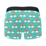 Rainbow pattern green background Men's All Over Print Boxer Briefs Men's Underwear