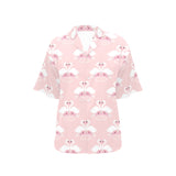 White swan and flower love pattern Women's All Over Print Hawaiian Shirt