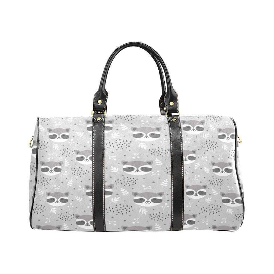Cute raccoons leaves dot Travel Bag