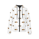 Cute beagle dog sleeping pattern Women's Padded Hooded Jacket
