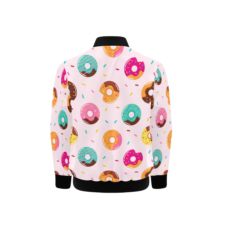 Donut pattern glaze pink background Kids' Boys' Girls' Bomber Jacket