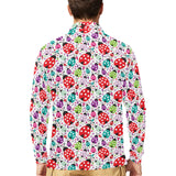Ladybug Pattern Print Design 03 Men's Long Sleeve Polo Shirt