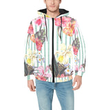 Colorful orchid flower pattern Men's Padded Hooded Jacket