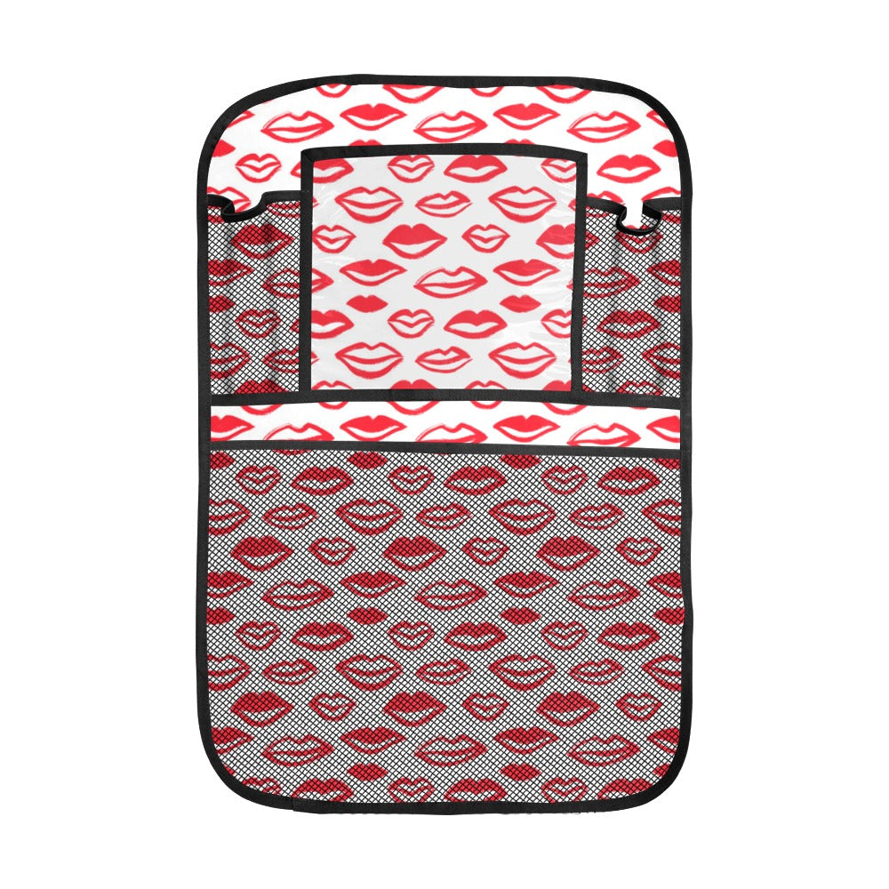 Lips Pattern Print Design 05 Car Seat Back Organizer