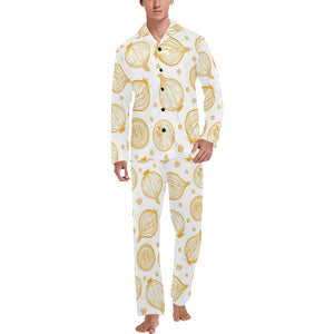 hand drawn onion pattern Men's Long Pajama Set