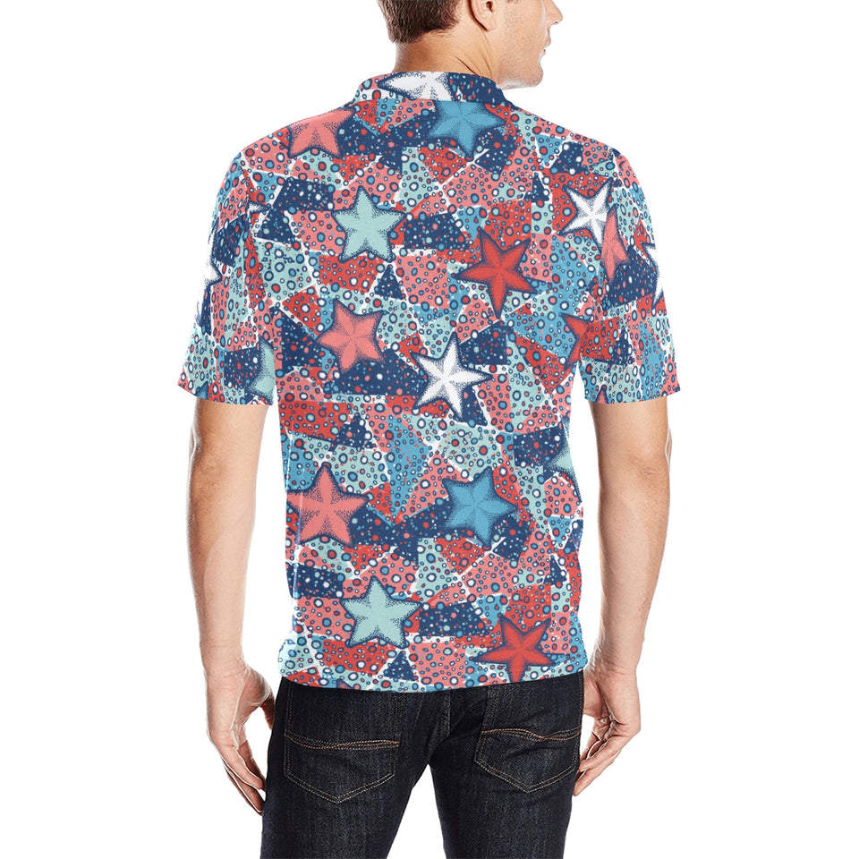 Hand drawn colorful starfish Men's All Over Print Polo Shirt