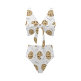 Sketch style cookie pattern Chest Bowknot High Waisted Bikini Swimsuit