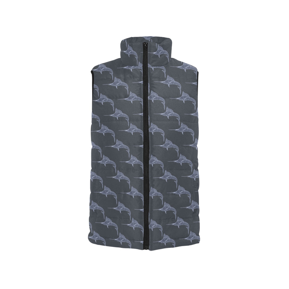Swordfish Pattern Print Design 03 Women's Padded Vest