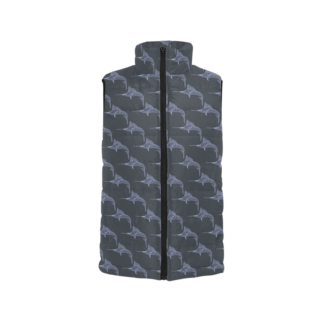 Swordfish Pattern Print Design 03 Women's Padded Vest