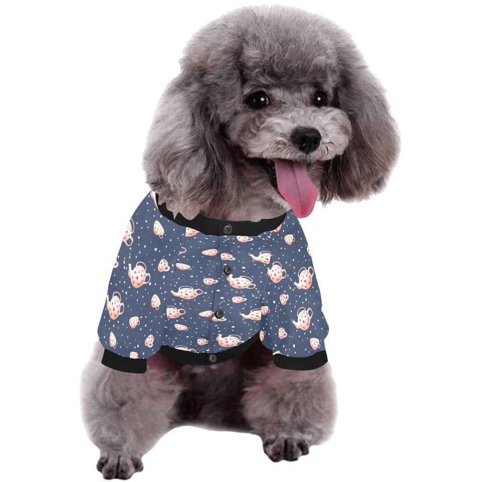 Tea pots Pattern Print Design 04 All Over Print Pet Dog Round Neck Fuzzy Shirt