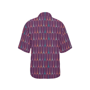 Eiffel Tower Pattern Print Design 05 Women's All Over Print Hawaiian Shirt