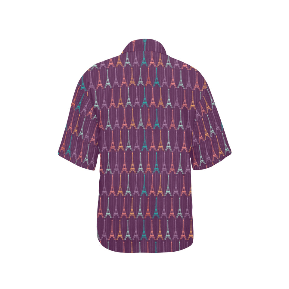 Eiffel Tower Pattern Print Design 05 Women's All Over Print Hawaiian Shirt