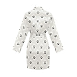 Dog Paws Pattern Print Design 03 Women's Long Sleeve Belted Night Robe