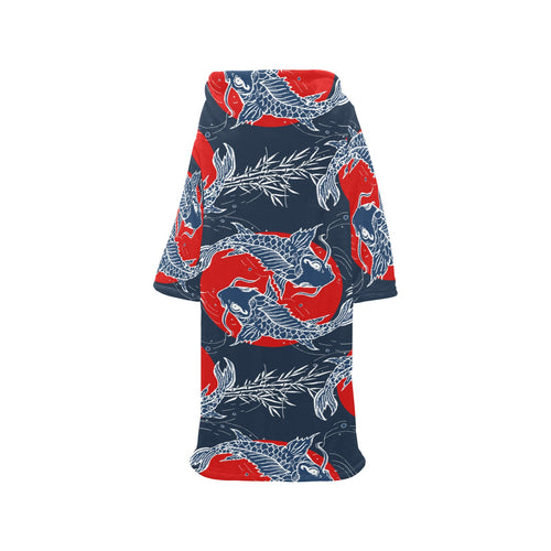 Koi Fish Carp Fishs hand drawn japanese art Blanket Robe with Sleeves