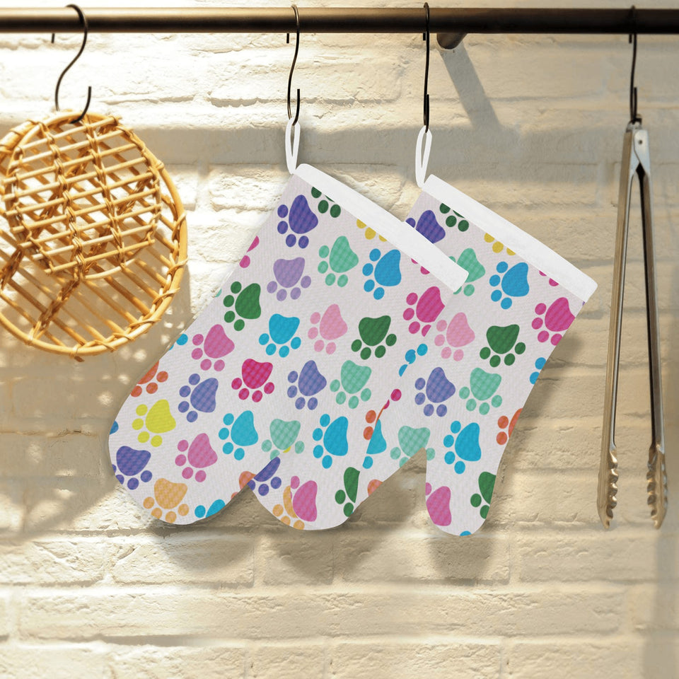 Dog Paws Pattern Print Design 01 Heat Resistant Oven Mitts