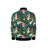 Parrot Palm tree leaves flower hibiscus pattern Kids' Boys' Girls' Bomber Jacket