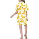 Banana pattern blackground Kids' Boys' Girls' V-Neck Short Pajama Set