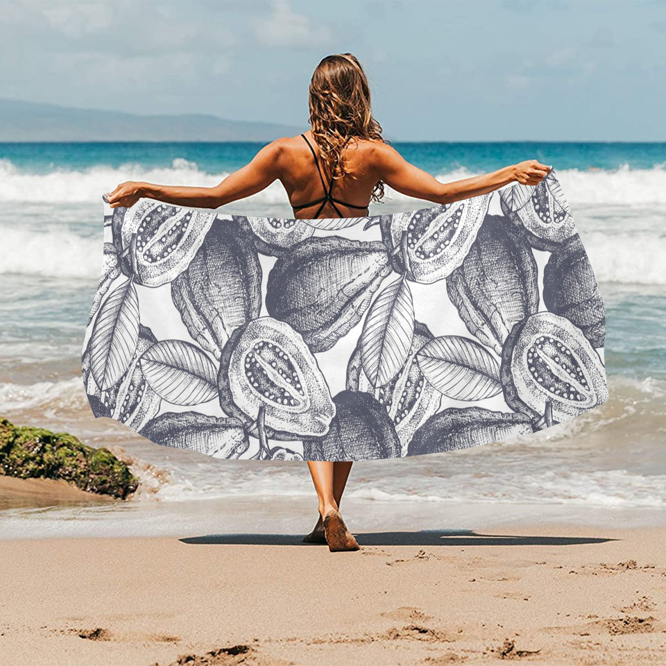 Guava tropical hand drawn pattern Beach Towel