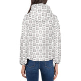 Hippopotamus Pattern Print Design 05 Women's Padded Hooded Jacket