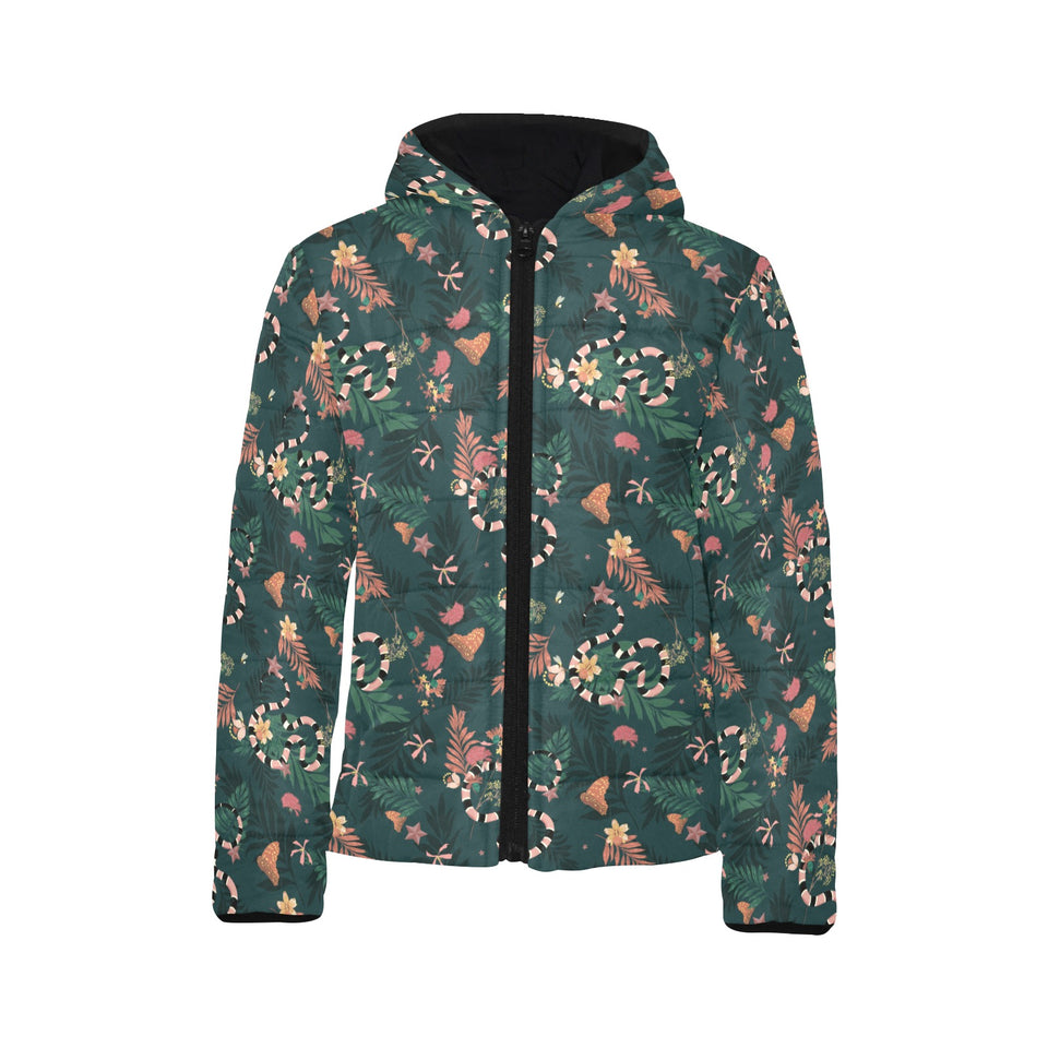 Snake forest pattern Kids' Boys' Girls' Padded Hooded Jacket