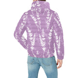 Lavender flowers purple pattern Men's Padded Hooded Jacket