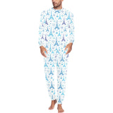 Blue Eiffel Tower Theme Pattern Print Design 01 Men's All Over Print Pajama