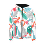 Watercolor bowling pattern Men's Padded Hooded Jacket