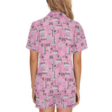 Piano Pattern Print Design 01 Women's V-Neck Short Pajama Set