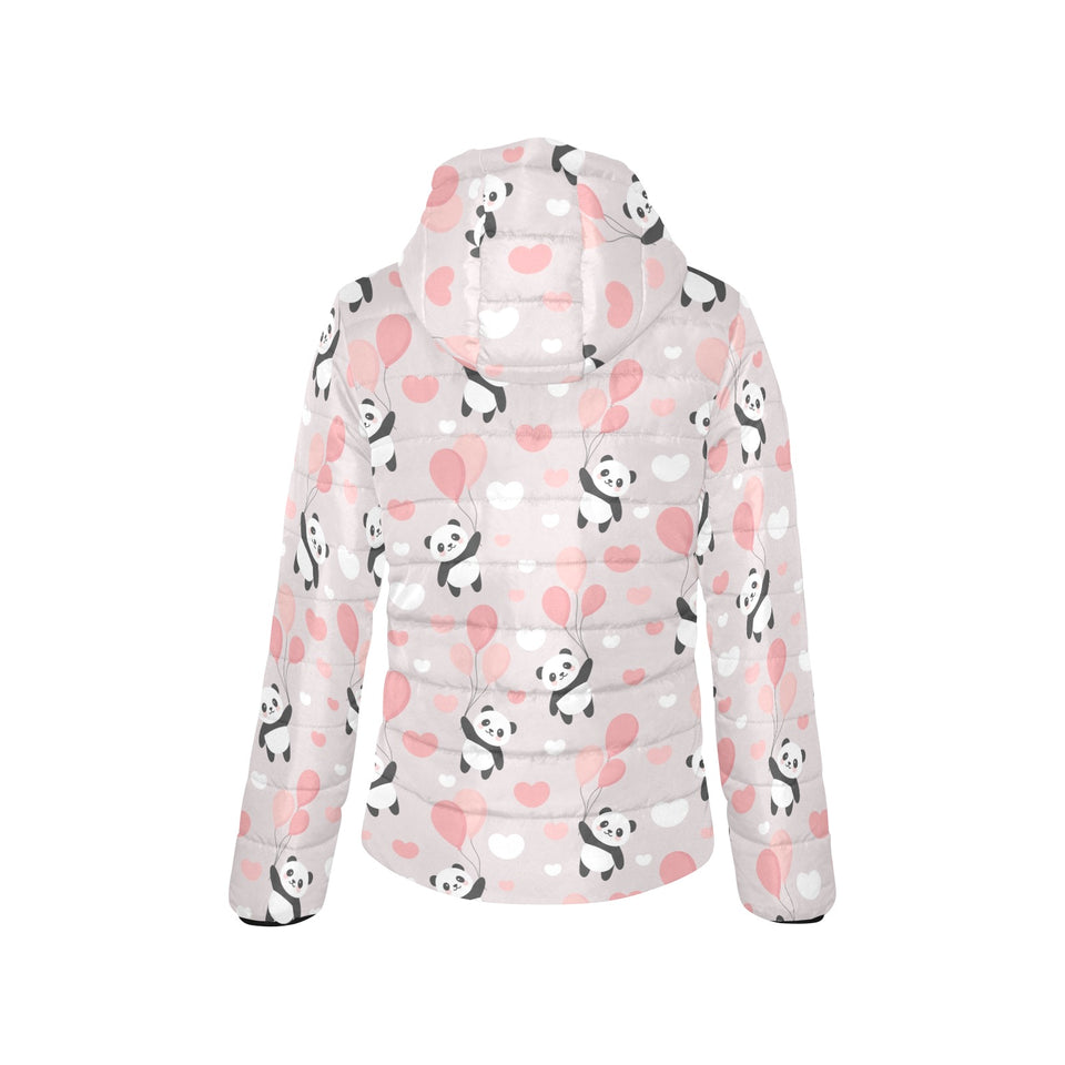 Cute panda ballon heart pattern Women's Padded Hooded Jacket