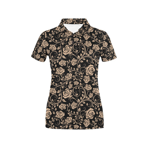 Rose Pattern Print Design 04 Women's All Over Print Polo Shirt