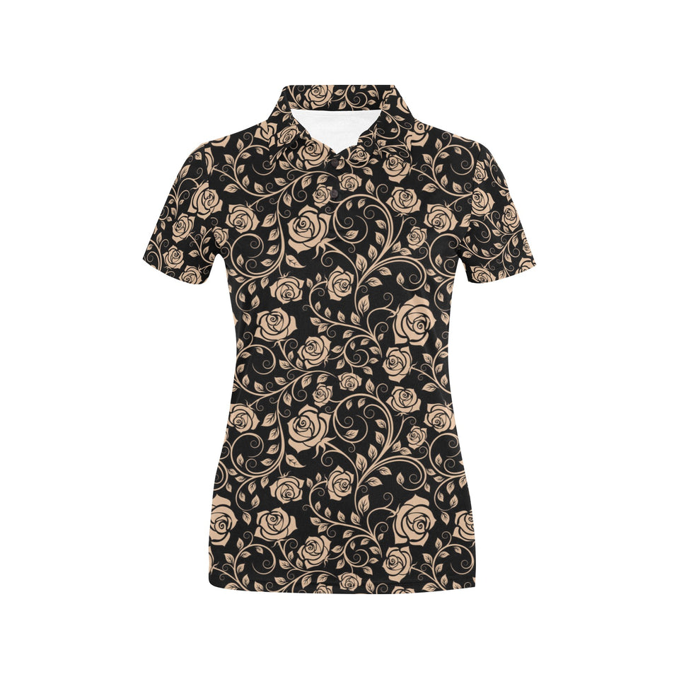 Rose Pattern Print Design 04 Women's All Over Print Polo Shirt