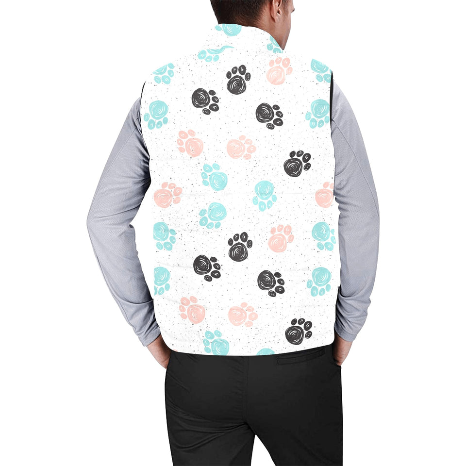 Dog Paws Pattern Print Design 04 Men's Padded Vest