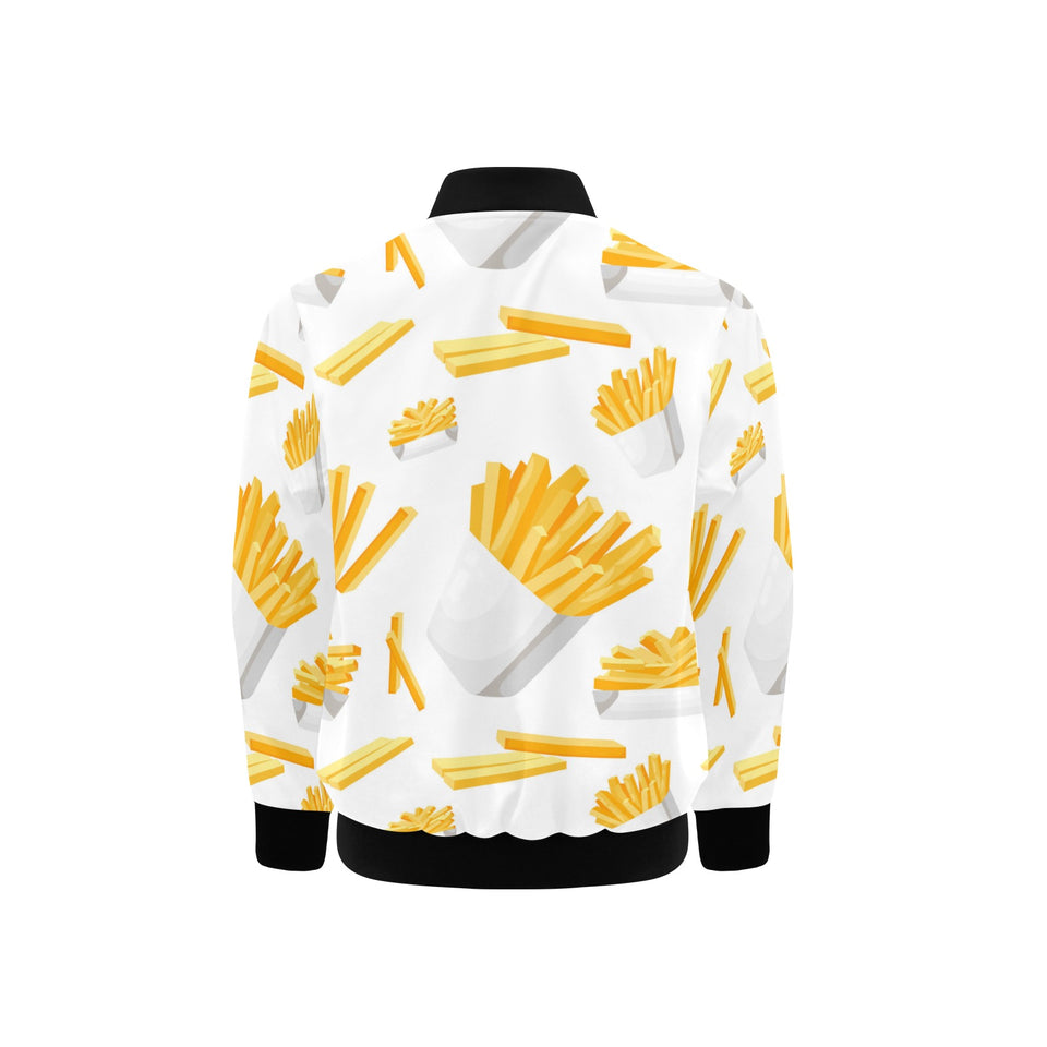 French fries white paper box pattern Kids' Boys' Girls' Bomber Jacket
