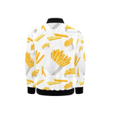 French fries white paper box pattern Kids' Boys' Girls' Bomber Jacket