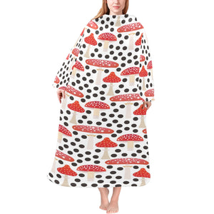 Red mushroom dot pattern Blanket Robe with Sleeves