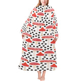 Red mushroom dot pattern Blanket Robe with Sleeves