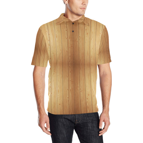 Wood Printed Pattern Print Design 05 Men's All Over Print Polo Shirt