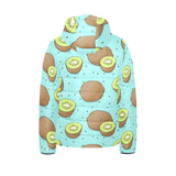 Kiwi blue background Kids' Boys' Girls' Padded Hooded Jacket