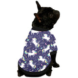 Hand drawn cute unicorn star planet All Over Print Pet Dog Round Neck Fuzzy Shirt