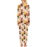 Colorful Maneki neko cat pattern Women's All Over Print Pajama Set